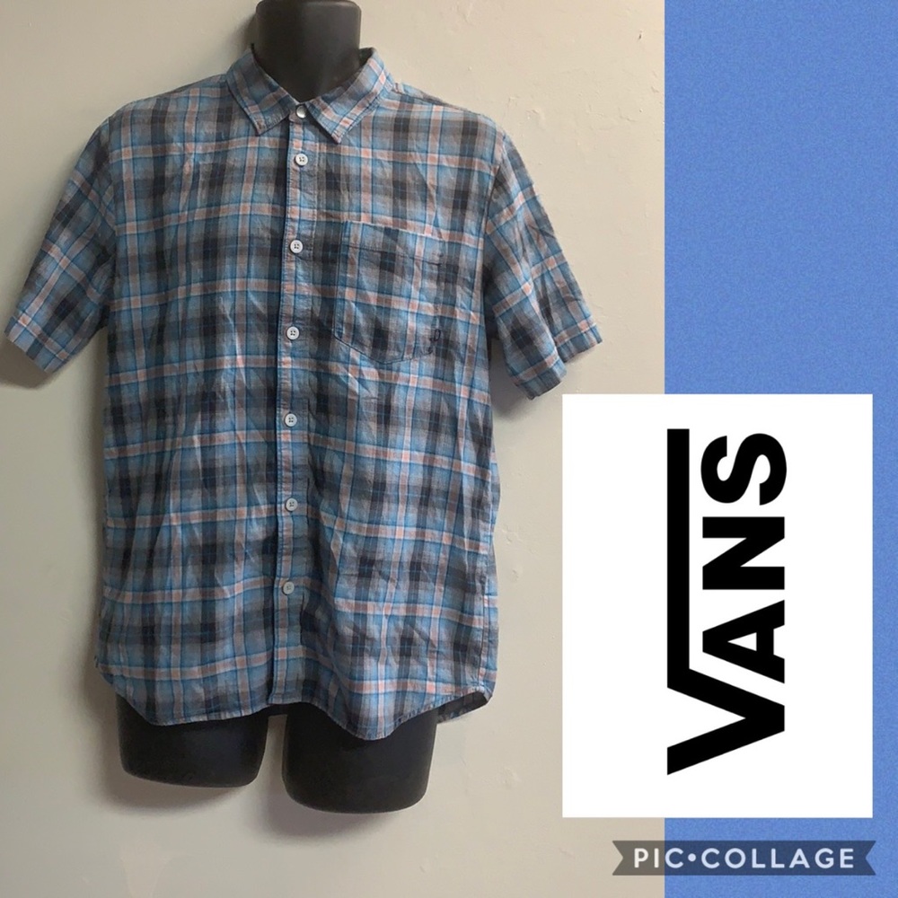 VANS button up collared plaid shirt size medium